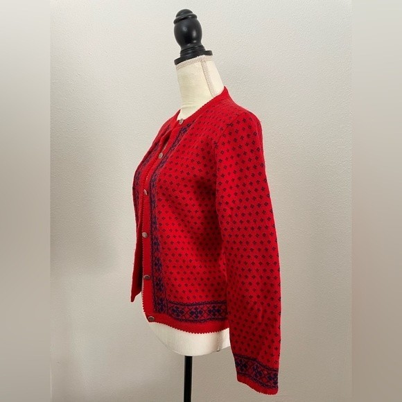 VTG Pendleton 100% Wool Made in the USA Fair Isle Nordic Cardigan Sweater Small - Picture 6 of 11